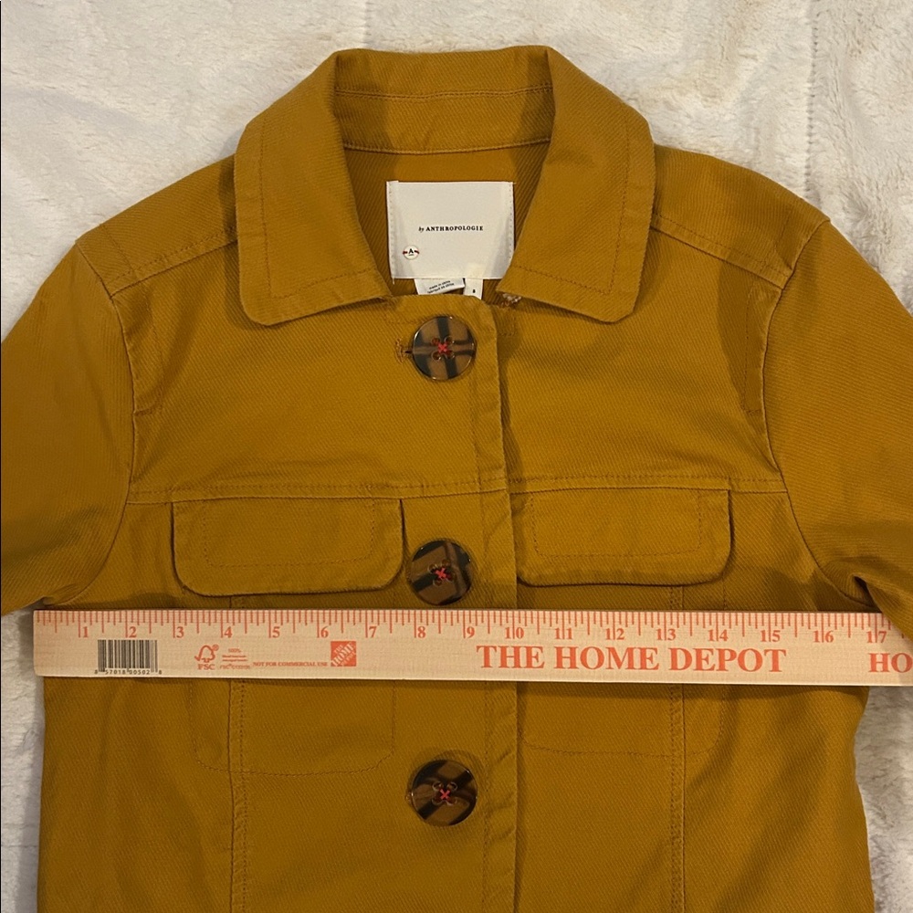 Anthropologie Nora Flounce Sleeved Trucker Jacket in Mustard - S - Picture 13 of 15